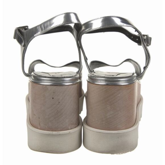 STELLA MCCARTNEY SHOES ELYSE STAR WOOD PLATFORM SANDALS SILVER Size 10.5 EU 41 - Picture 4 of 5